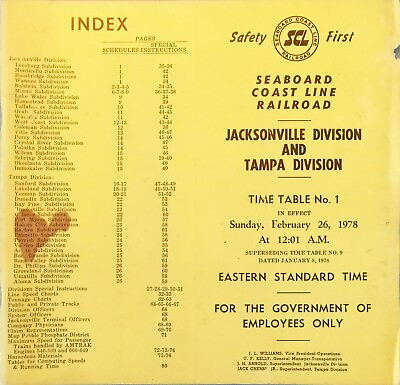 #ad Seaboard Coast Line SCL Railroad Time Table 1 Jacksonville Tampa Div. 2 26 78 $11.99