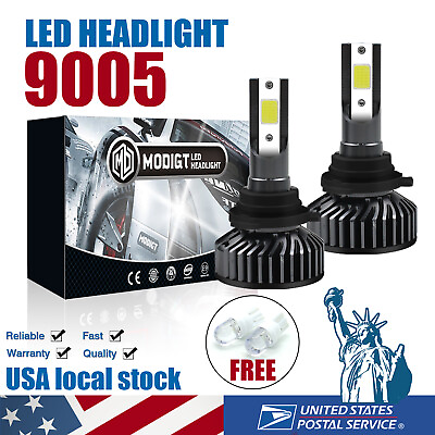 #ad LED Headlight Bulbs Conversion Kit High Low Beam Fog Light 9005 6000K 12000LM $9.99