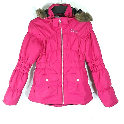#ad Girls Dare 2B Ski Jacket Pink Youth Sz 11 12 Winter Snow Coat Hoodie Waterproof $46.60