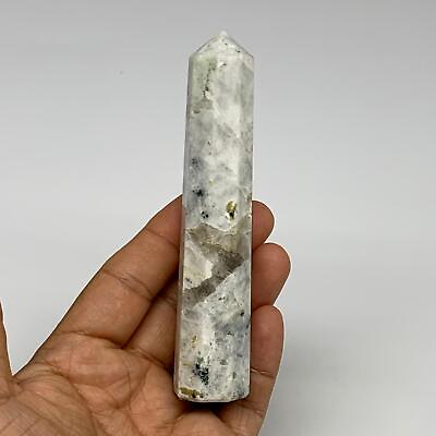 #ad 109.6g 4.6quot;x0.9quot; Rainbow Moonstone Tower Obelisk Point Crystal @India B29254 $9.90