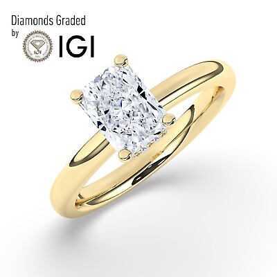 #ad Radiant Solitaire Hidden Halo 18K Yellow Gold Engagement Ring2 ctLab grown IGI $1808.80