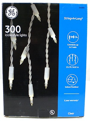#ad GE Icicle Style Lights String A Long 300 quot;Clear Lightsquot; Bulbs 13.2#x27; Weddings NEW $22.99