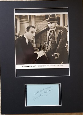#ad Edward G Robinson Hollywood Legend Signed Presentation with promo pic. AFTAL COA GBP 175.00
