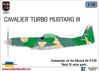 #ad Cavalier Turbo Mustang III conversion set for Eduard kit P 51D 1 48 scale $75.00