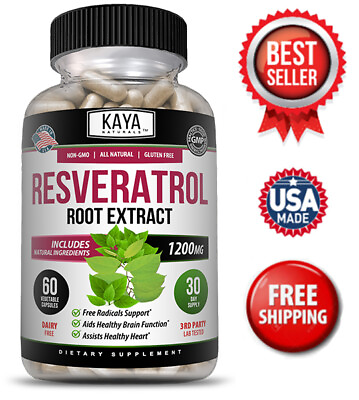 #ad Resveratrol Capsules Anti Aging Antioxidants Brain Support Radiant Skin $10.88