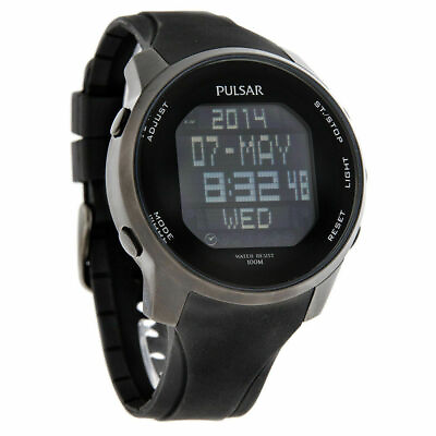 #ad Pulsar PQ2011 Digital Watch Stainless Steel Black Polyurethane Band MSRP $185 $74.00