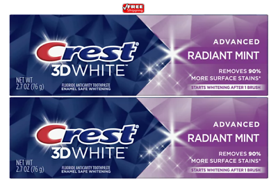 #ad Crest 3D White Advanced Radiant Mint Toothpaste Removes 90% Stains 2.7oz 2Pack $13.67