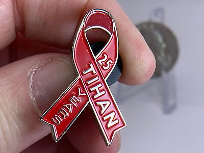 #ad TIHAN 25 Years Red Ribbon Vintage Tack Pin T 5184 $9.99