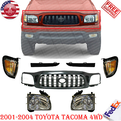 #ad Grille Assembly Headlights Kit For 2001 2004 Toyota Tacoma $226.64