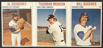 #ad 1979 Hrabosky Munson Buckner Hostess MLB Hand Cut 3 Card Uncut Panel #25 26 27 $199.00