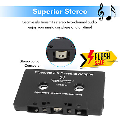 #ad Bluetooth 5.0 Car Audio Stereo Sound Cassette Tape Adapter MP3 Hands Free Aux CN $12.55