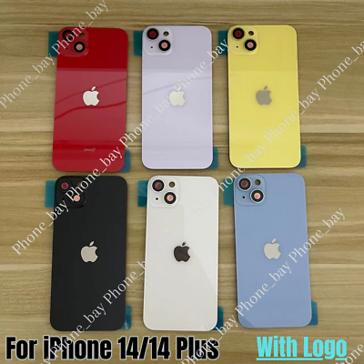 For iPhone 14 iPhone 14 Plus Back Glass Replacement Big Cam Hole Rear Cover Lot $13.44
