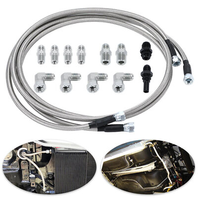 #ad For GM 4L60E 4L80E Flexible SS Braided Transmission Cooler Lines Kit 6AN Hose $42.69