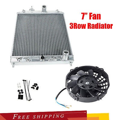 #ad Aluminum Core Cooling 3Row Radiatoramp;Universal Slim Push 7quot; Fan FIT Civic Integra $80.99