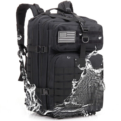 #ad Tactical Military Backpack 50L Waterproof Army Rucksack Hiking Laptop Backpack $33.99