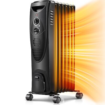 #ad Kismile 1500W Oil Filled Radiator Heater Portable Electric Heater with 3 Heat $68.29
