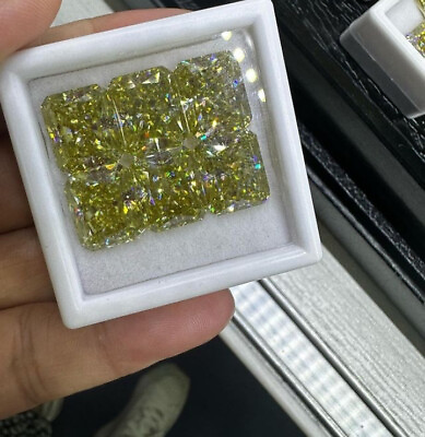 #ad 6PC CERTIFIED Natural Diamond Radiant Yellow Color Cut D Grade VVS1 1 Free Gift $384.00