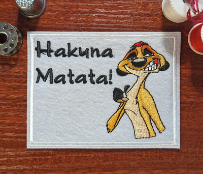 #ad Hakuna Matata The Lion King Disney Patch Timon Embroidered Iron Patch 3x4quot; $4.00