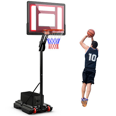 #ad 5 10 FT Adjustable Portable Basketball Hoop System W Weight Bag Wheels Outdoor $159.99