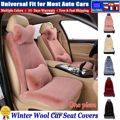 #ad Premium Sheepskin Car Seat Covers Wool Front Cushions Auto Accessories Universal $41.42