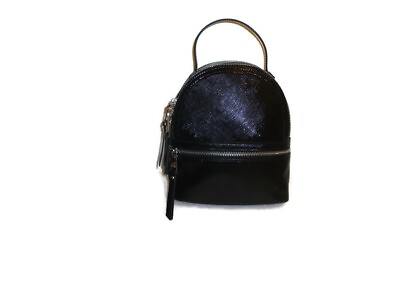 #ad NWT Steve Madden Black Faux Leather Mini Backpack $29.88