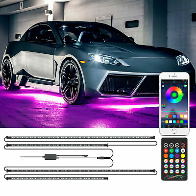 #ad MICTUNING RGB LED Strip Under Car Tube Underglow Underbody System Neon Light Kit $27.89