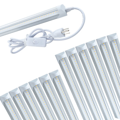 #ad 4FT 12 Pack LED Shop Light T8 Linkable Ceiling Fixture 24W Daylight 6000K Clear $109.99