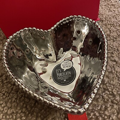 #ad Pampa Bay Love is in the Air Heart Bowl Silver CER 2639 Porcelain $27.99