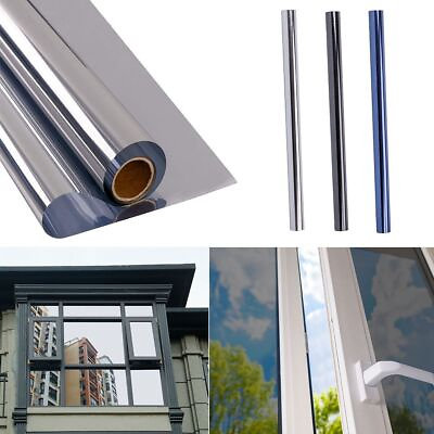 #ad Window Tint One Way Mirror Film UV Heat Reflective Home Office Heat Insulation $11.67