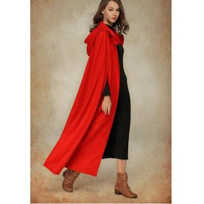 #ad New Women Casual Loose Hooded Long Cape Cloak Poncho Winter Wool Blend Coat Tops $29.99
