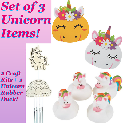 #ad Unicorn Craft Set Unicorn Magnet Craft Color UR Own Wind Chime Rubber Duck $9.99