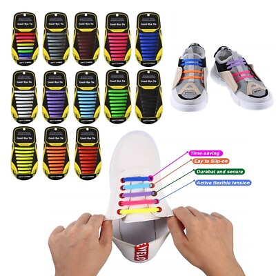 #ad No Tie Shoelaces Elastic Shoe Laces Silicone Rubber For Kids Adults Sneakers $2.99