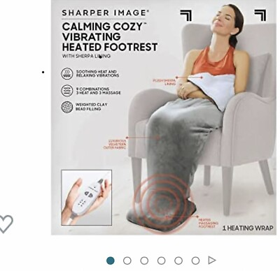 #ad New In Box Sharper Image Calming Cozy Massaging Heated Footrest Gray $59.99