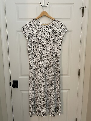 #ad Loft Womens 14 Large White Black 2021 Collection Maxi Dress Shortsleeve $17.95