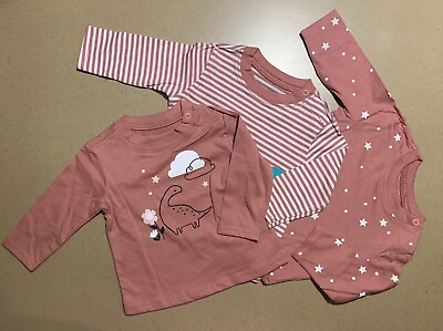 #ad NEW Lot of 3 Boys Girls Long Sleeves Shirts 3 Months Dinosaurs Stars Stripes $10.00