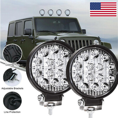 #ad 2 x LED Work Light Flood SPOT Lights For Truck Off Road Tractor ATV Round 72W $13.69
