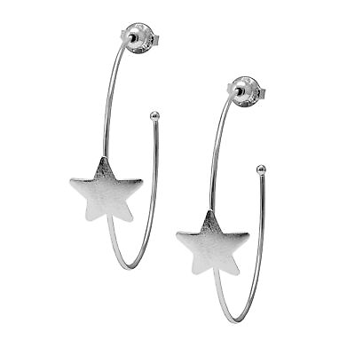 #ad Sheila Fajl Ursa Single Star Statement Hoop Earrings in Silver Plated $48.00