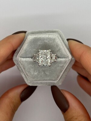 #ad 3.10Ct Radiant Cut Lab Created Diamond Engagement 14k White Gold Finish Ring $82.25