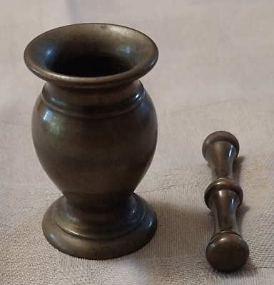 #ad Vintage Brass Bronze?? Apothecary Pharmacy Miniature Mortar amp; Pestle $15.00