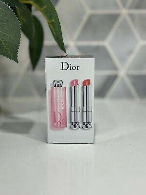 #ad SET Christian Dior Addict Lip REVIVER DUO GLOW Coral Pink Gloss Balm 001 004 $80.00