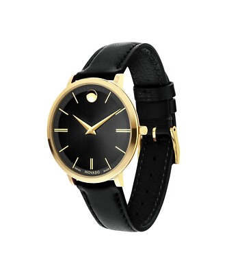 #ad Movado Ultra Slim 0607091 Women#x27;s Quartz Black Dial Watch Retail Price $695 $289.99