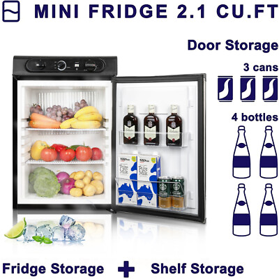 #ad Propane Refrigerator 2.1 Cu.Ft 3 Way Fridge LPG 110V 12V Quiet Gas Refrigerator $407.99