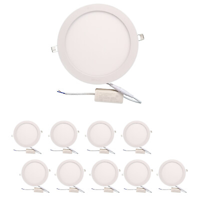 #ad LED Can 10 PCS 6000K 6500K Daylight Circular Ceiling Lights 8in Slim Panel 18W $79.99