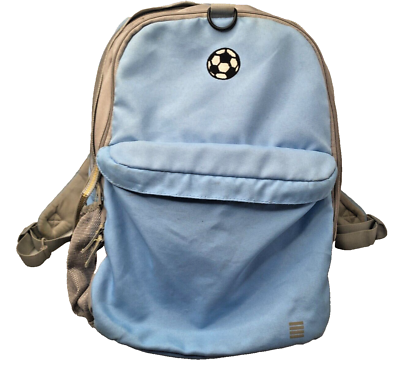 #ad Lands End Backpack Soccer Mom Light Blue yellow Lined Reflective Vintage $11.62