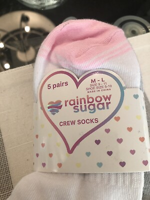 #ad Rainbow Sugar 5 Pairs Crew Socks $5.95