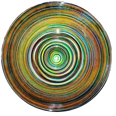 #ad Glass Console Bowl Multicolor Iridescent Swirl Silver Reverse Paint Centerpiece $21.74
