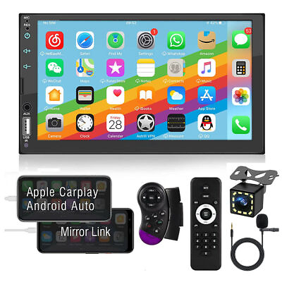 #ad 7quot; Car Radio For Apple Andriod Carplay Car Stereo Touch Screen Double DinCamera $59.79