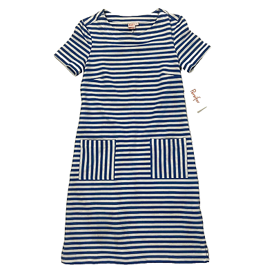 #ad Persifor NWT Womens Sz S Carter French Blue White Stripe Knit Dress Pockets $63.99