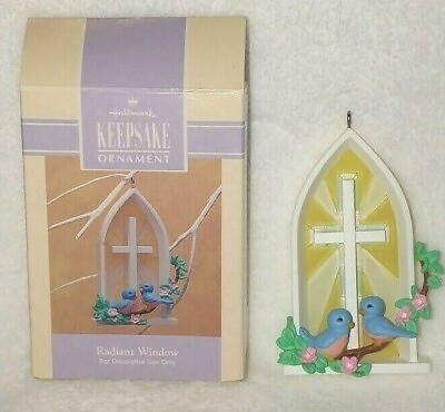#ad Hallmark Keepsake quot;Radiant Windowquot; Cross amp; Bluebirds 1993 Easter Collection NIB $19.97