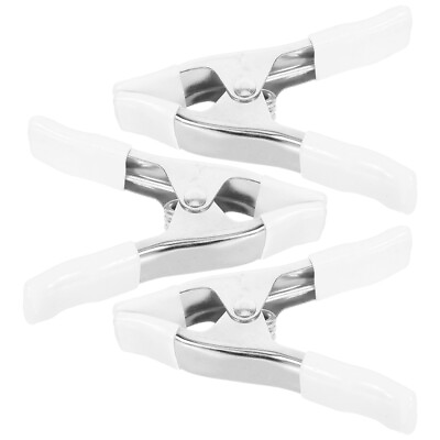 #ad 3 Pcs Spring Clip A shaped Chrome Clamps Heavy Duty Clips Plastic for $13.19
